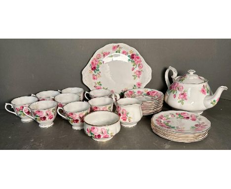 A part Royal Albert "Princess Anne" tea service to include tea pot, cups and saucers and cake plates 