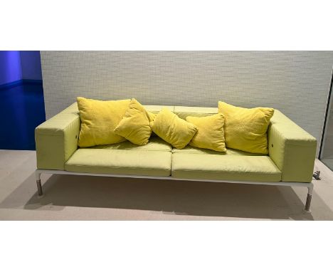  A sofa in lime green by B & B Italia outdoor springtime range (H73cm W260cm D97cm)Condition Report Scratches and dents throu