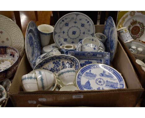 A small selection of blue and white themed items including Spode, Denmark 'Furnivals' part tea set and Coalport 'Geneva' part