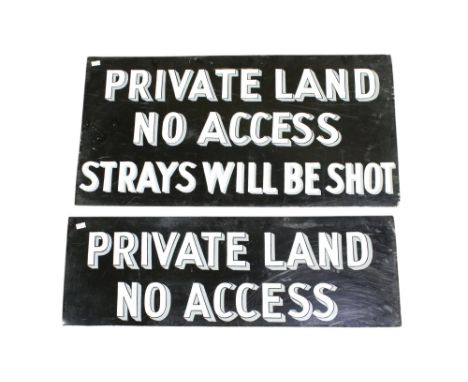 Two vintage painted on metal 'Private' signs. Max. 92cm x 52cm