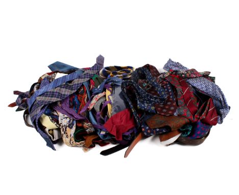 A large collection of men's vintage silk neck ties. Including Yves Saint Laurent, Charles Tyrwhitt and Pierre Cardin, etc. 