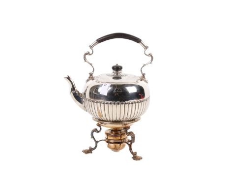 Early 20th century Lambert silver plated spirit kettle on stand. H27cm