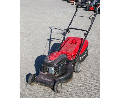 A Mountfield field petrol lawn mower. RM55 CHV 160cc, with grass collector, H105cmThis item is sold as seen. We are unable to