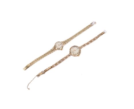 Two vintage ladies 9ct gold dress wristwatches. The first a Rotary, with 9ct gold case and bracelet strap, weight 17.5g, the 