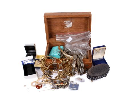 A collection of assorted costume and white metal jewellery. Including silver necklaces, earrings, pendants, Monet necklaces, 