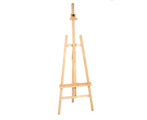 A wooden artist easel. Adjustable and folding, H190cm