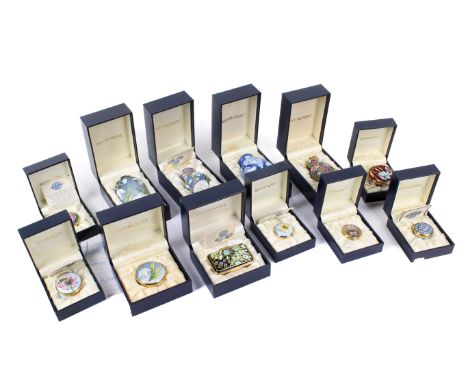 Collection of twelve assorted Moorcroft enamel trinket boxes. All boxed Condition Report: All appear in an excellant conditio