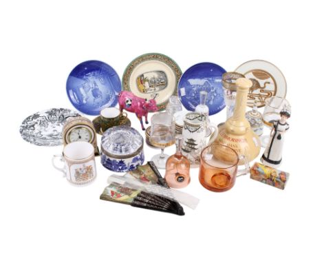 Collection of miscellaneous ceramics and glass items. Including a Crown Staffordshire Glenmorangie decanter, etc. Max. H24cm