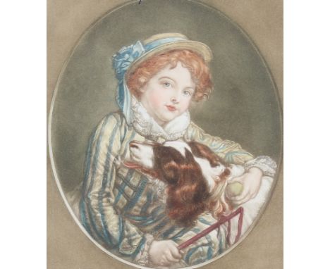 Charles Bird after Jean-Baptiste Greuze, mezzotint, Boy with a Dog. With pencil inscription below signed by Charles Bird, a B