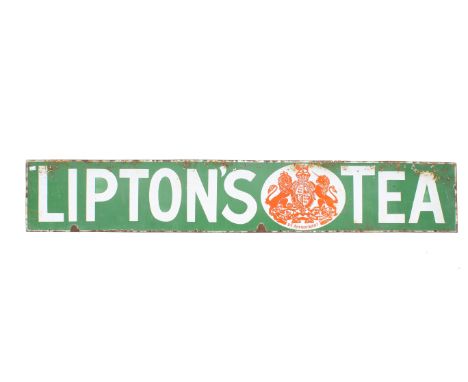 Vintage 'Lipton's Tea' enamel advertising sign. 183cm x 30cm
