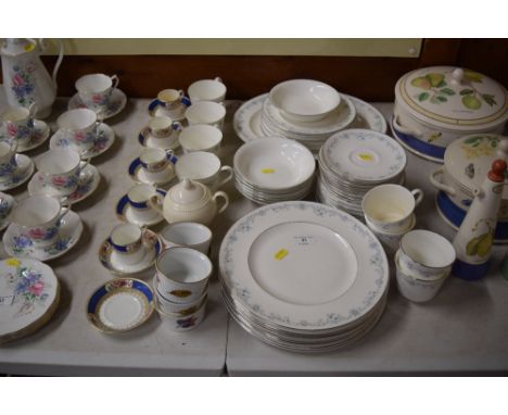 A quantity of Royal Doulton "Angelique" tea and dinnerware; Royal Worcester "Evesham" ramekins; and Couldon china coffee cups