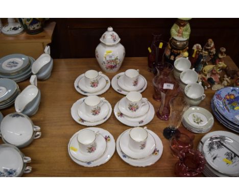 Six Royal Worcester floral decorated china coffee cups and saucers; and a Hammersley "Howard Sprays" vase and cover