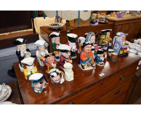 A collection of various Toby and character jugs to include Copeland Spode, Royal Doulton, "Anne Boleyn", Carltonware etc