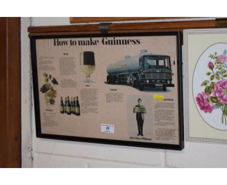 A framed and glazed print "How To Make Guinness"
