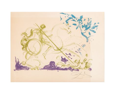 DALÍ, Salvador (1904-1989), "Der heilige Georg mit dem Drachen", 1973 Farblithographie/Arches France (mit Wasserzeichen), in 