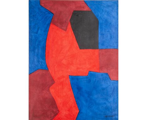 POLIAKOFF, SERGE (1900-1969) "Composition bleue, rouge et noire" Farboffset-Lithografie, in der Platte signiert, HxB: 86/63 c