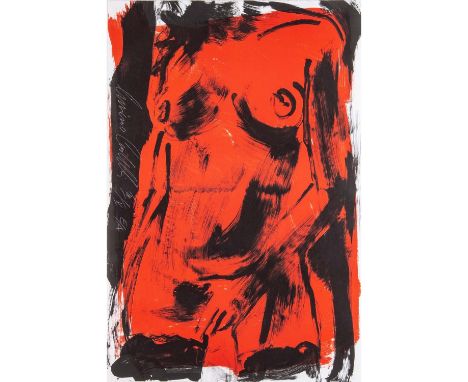 CASTELLI, LUCIANO (1951) "Roter Akt" Farblithographie, E.A. III/V, sig., HxB: 90 x 60 cm. Rahmen, HxB: 114/83 cm. | CASTELLI,