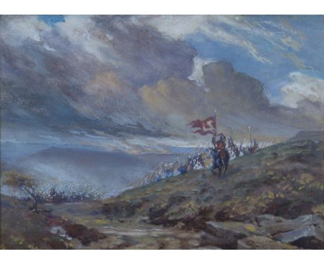 Frank Moss Bennett - 'War Clouds', watercolour with gouache, signed and dated 1902 recto, titled verso, 21cm x 29cm, within a