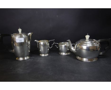 George V Silver 4 Piece Tea Service of Art Deco Design