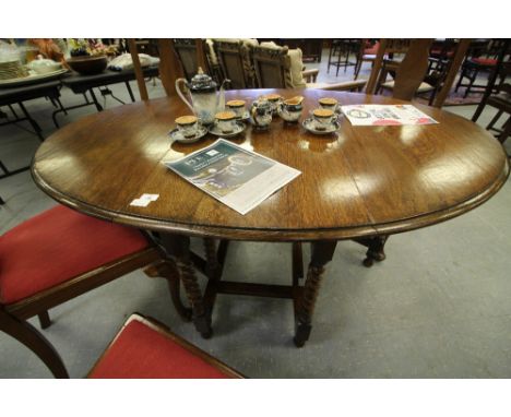 Oak Barley Twist Gate Leg Table