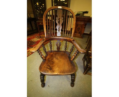 Windsor bobbin chair, elm seated