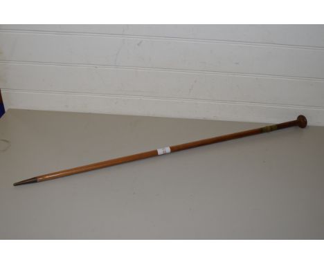 HARDWOOD AND BRASS MOUNTED SWORD STICK MARKED 'MADE IN THE REPUBLIC OF MALDIVES'