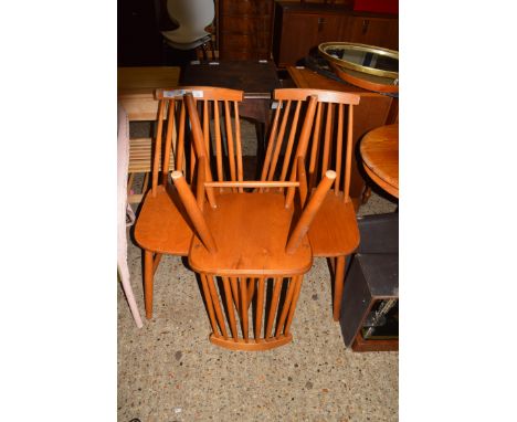 SET OF THREE MID-CENTURY STICK BACK DINING CHAIRS