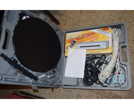 COMAG SL30/12 DIGITAL SATELLITE RECEIVER IN HARD PLASTIC CASE TOGETHER WITH A FOLDING TRIPOD