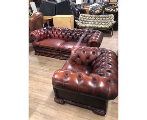 3 SEATER CHESTERFIELD SOFA TOGETHER WITH MATCHING TUB CHAIR