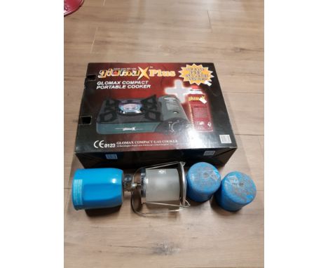 GLOMAX COMPACT PORTABLE COOKER TOGETHER WITH A CAMPING LIGHT