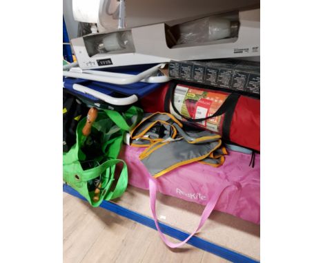 MISCELLANEOUS ITEMS INCLUDING TENT FOLDING CHAIRS AND LIGHT FITTING ETC
