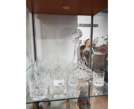 SHIP DECANTER TOGETHER WITH 10 ASSORTED DRINKING GLASSES