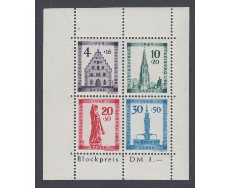 STAMPS GERMANY Baden 1949 minisheet unmounted mint SG FB41a