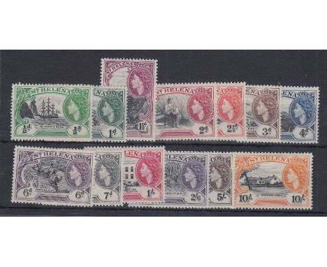 STAMPS ST HELENA 1953-59 QE set of 13, fine M/M, SG 153-65. Cat £90