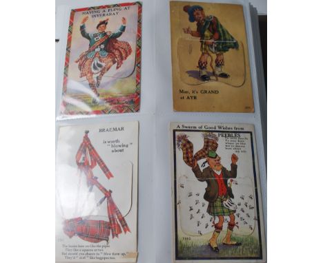 NOVELTY POSTCARDS Pull out views of various UK locations. All eras mostly vintage in album (120+). Themes inc Scotsmen, Cats,