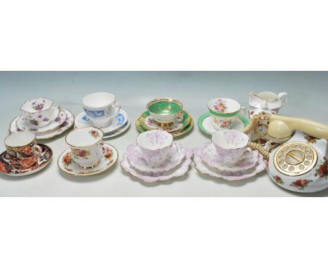 A collection of various fine bone china ceramic &nbsp;tea cups and saucers to include Coalport, Paragon, Royal Albert old cou