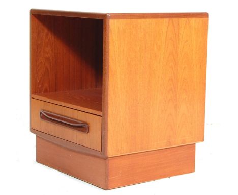 Victor B. Wilkins - G-Plan - An original retro vintage 1960's teak wood bedside cabinet having a large open shelved section a