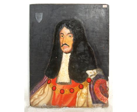 A large 20th century antique style painted wooden pub advertising sign. The wooden pub sign of rectangular form having hand p