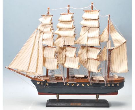 A vintage 20th century scratch built wooden model ship of the Pamir. The last commercial sailing ship around Cape Horn. The f