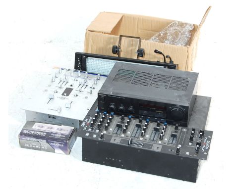 A large collection of vintage audio equipment to include a Stanton SA-12X mixer, Denon DN-X500, Denon D4500MKS MP3 recorder, 