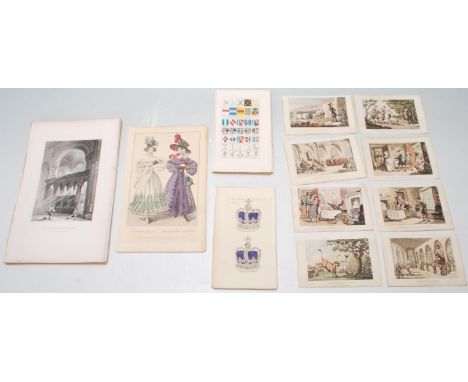 An interesting collection of 19th Century Victorian antique prints / engravings / etchings covering a range of subjects, many