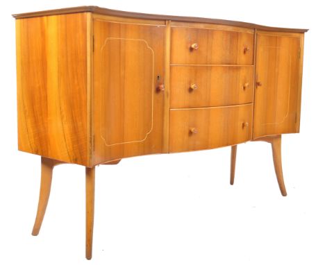 Beere Bros Ltd Furniture - A mid 20th century light golden oak retro vintage golden light oak sideboard credenza of shaped se