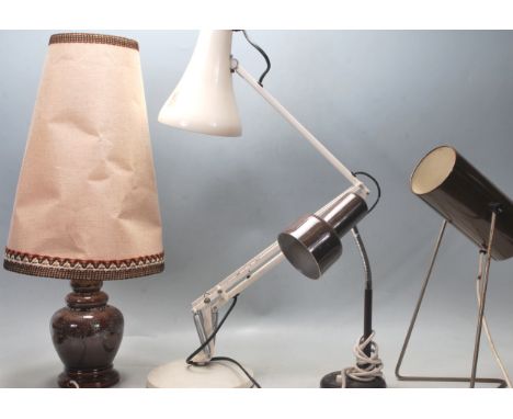 A group of four vintage 1970’s desk light / lamps comprising a white Anglepoise Lighting LTD desk lamp with conical shade and