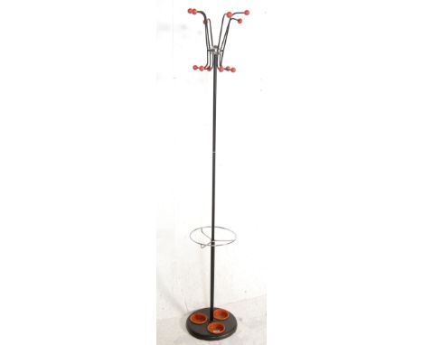 A good mid 20th Century retro vintage 1970's atomic / sputnik floor stand coat / hat stand having red ball finial hooks with 