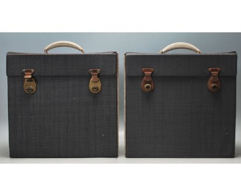 Selecta - A good matching pair of 20th Century retro vintage&nbsp;two tone record carry cases by Selecta. Each having a carry