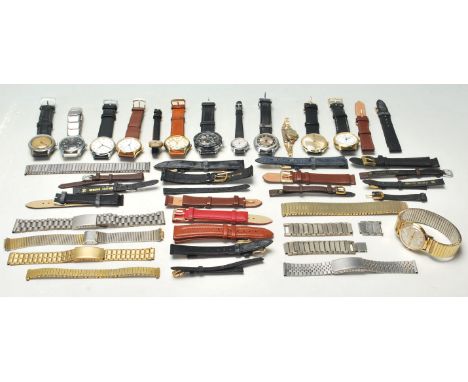 A collection of vintage gentlemen watches wristwatches and straps to include Ingersoll, Oris, Timex, Loufrey, Citron, Laco, a