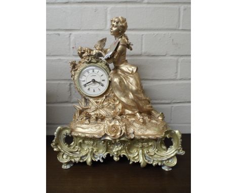 A modern French style gilt figure mounted mantle clock 