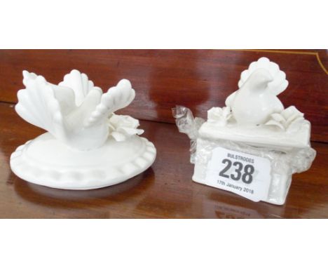 Ten white dove mounted porcelain trinket boxes  