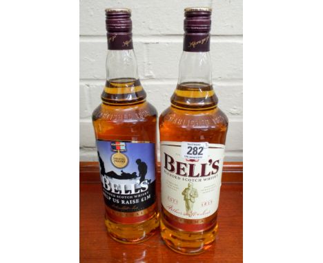 Two one litre bottles of Bells Scotch Whisky