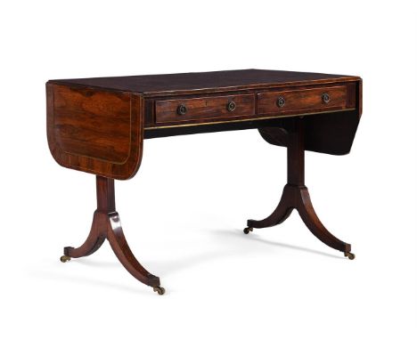 Y&nbspA REGENCY ROSEWOOD AND BRASS INLAID SOFA TABLE CIRCA 1815 70.5cm high, 100cm wide (158cm opened), 66cm deep  Condition 